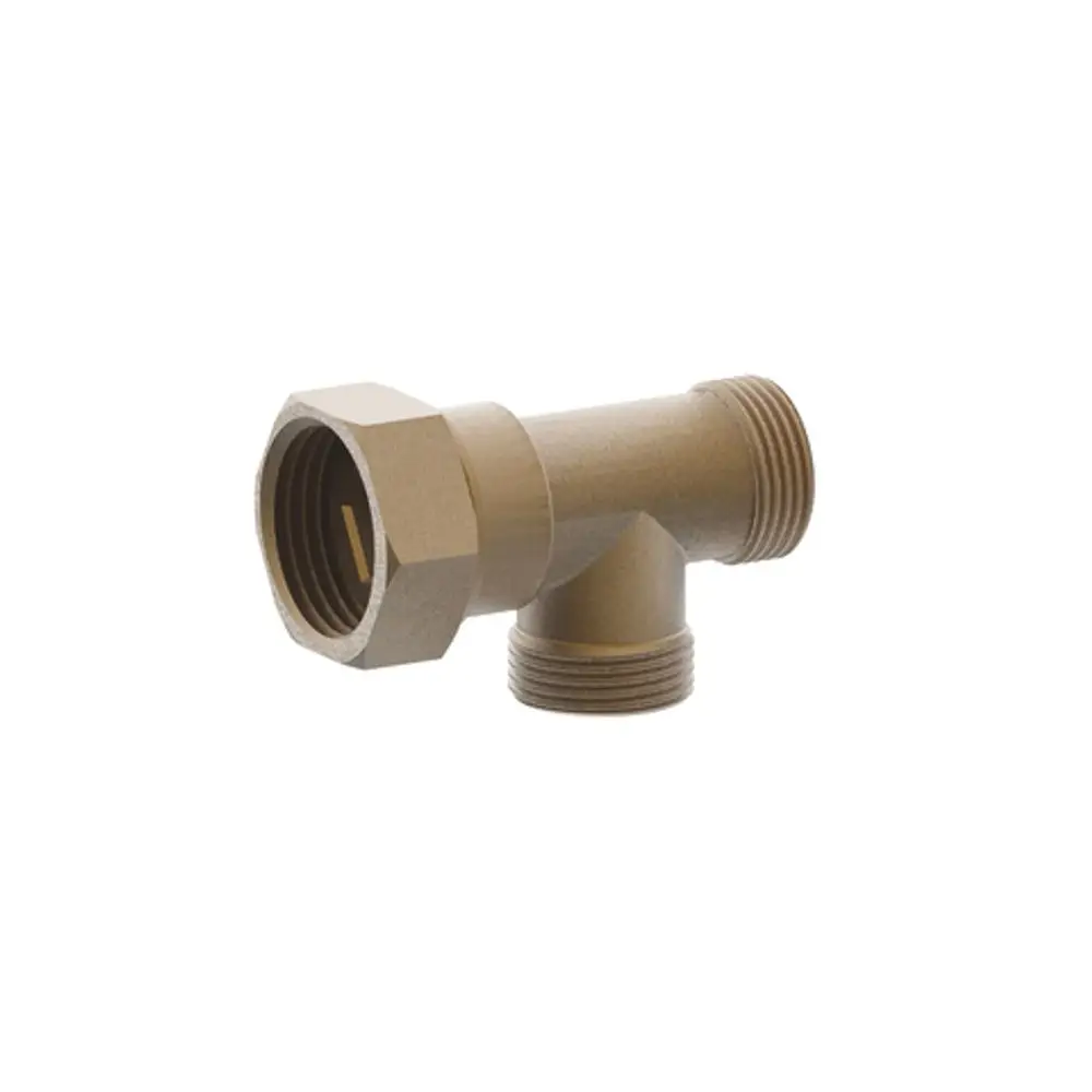 Brass T-Verbinder mit Innen- und Außengewinde. Geeignet für Rohrleitungsinstallationen, hergestellt von Roth.